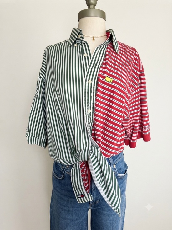 Tommy Hilfiger Tops - Reworked 1-of-1 Masters Golf x Tommy Hilfiger Upcycled Shirt XL